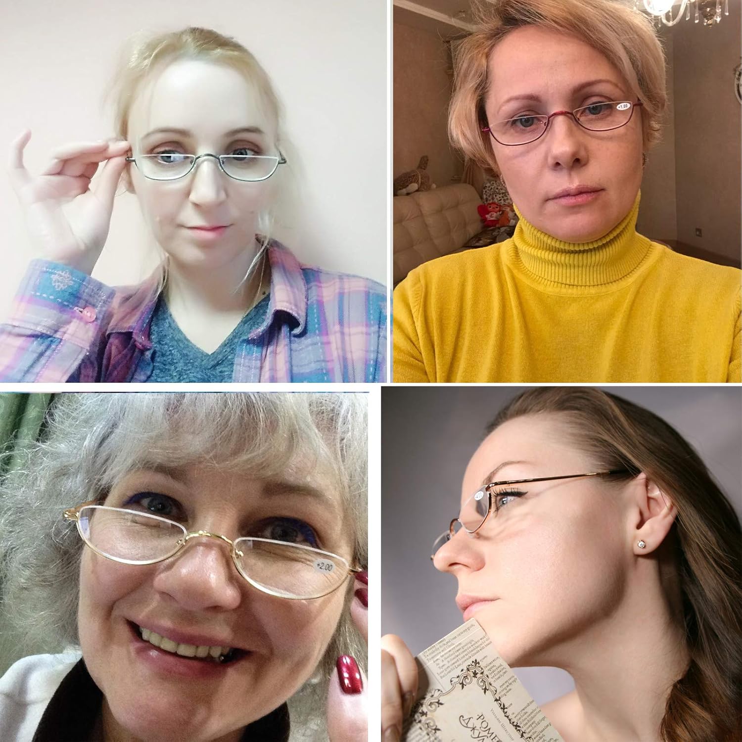 Vintage Alloy Half Moon Classic Reading Glasses Men And Women Half Frame Slim Glasses