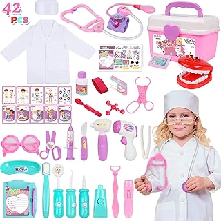 Gifts2U Doctor Kit for Kids, 42PCS Pretend Play Educational Medical Dentist Dr Kit with Stethoscope Role Play Costume Dress-Up, Doctor Playset Toys for Toddler Girls Boys Age 3 4 5 6