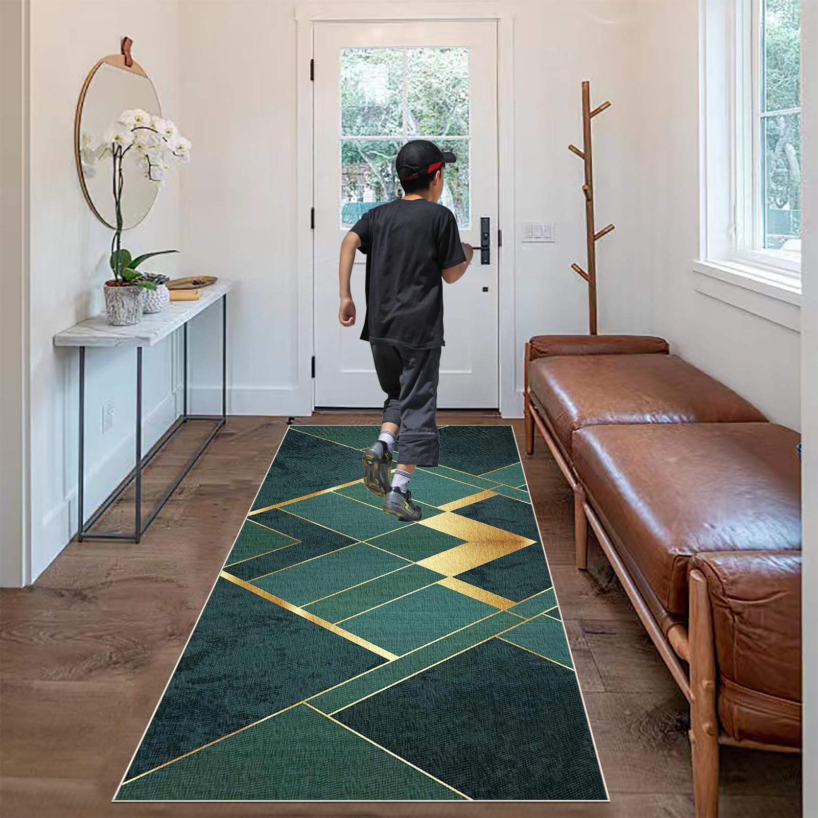 60 x 230 cm Teppich Läufer Flur Küchenteppich Waschbar rutschfest Küchenläufer Modern Carpet Fussmatte Innen Teppichläufer Teppichläufer auf Maß Meterware Flurteppich für Küche FlurWohnraum