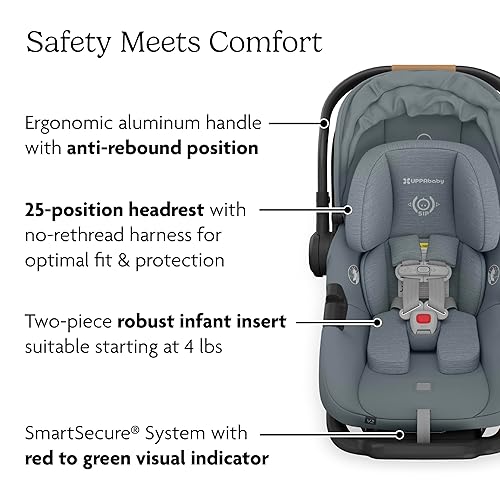 Miniatura 6 de UPPAbaby Aria V2 - Asiento de automóvil ligero para bebé, poco menos de 6 libras, base con pata de carga + inserto para bebés + funda para pies para
