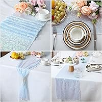 Vista 3 de Juego de 5 caminos de mesa de lentejuelas iridiscentes de 12 x 108 pulgadas, camino de mesa rectangular con purpurina para cumpleaños, bodas