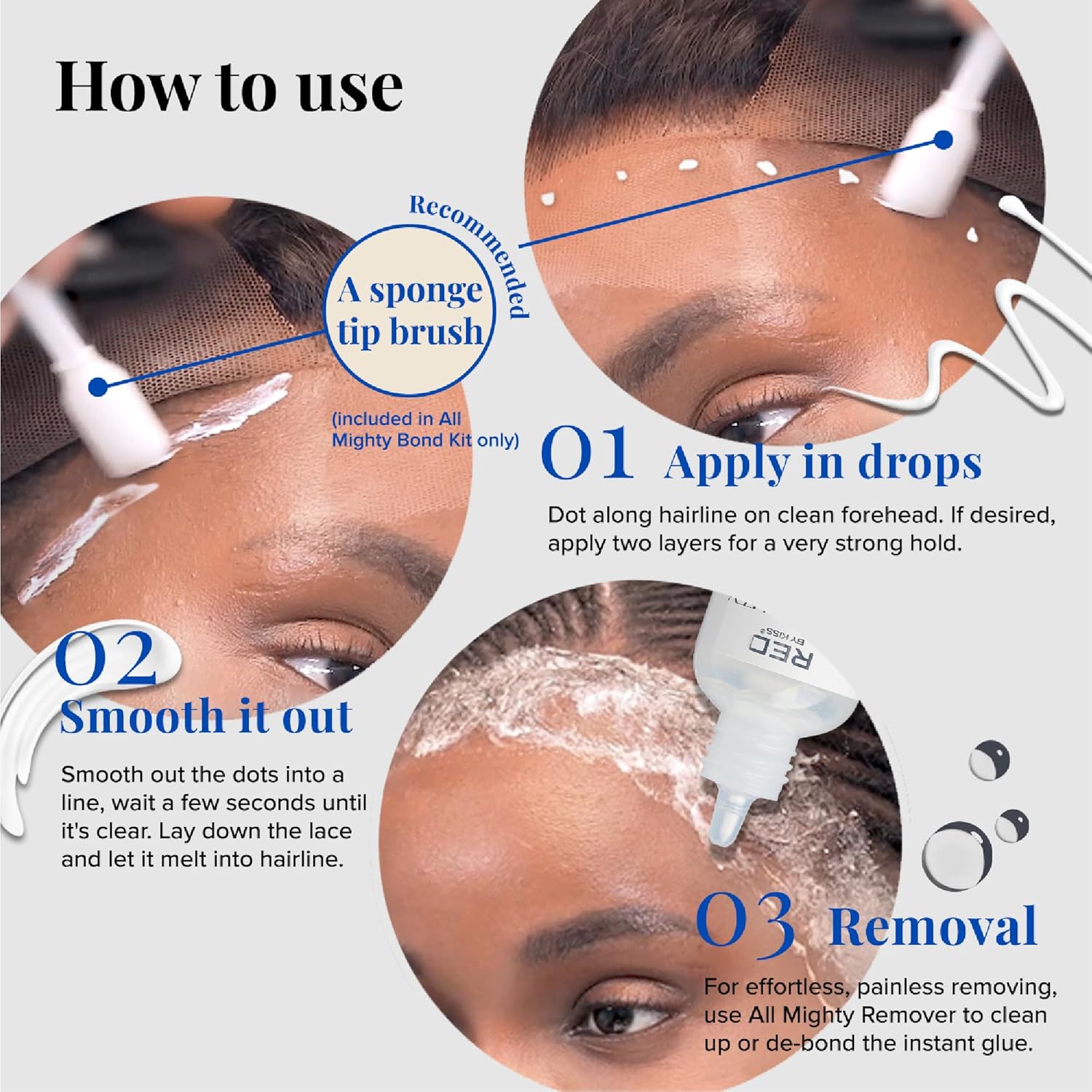 Red by Kiss All Mighty Bond Lace Front Wig Glue & Remover Set, Dual Tip Applicator, Instant Dry, Water Resistant, Strong Hold for Wigs, Frontals, Toupees, Safe for Sensitive Skin, Front Wig Remover