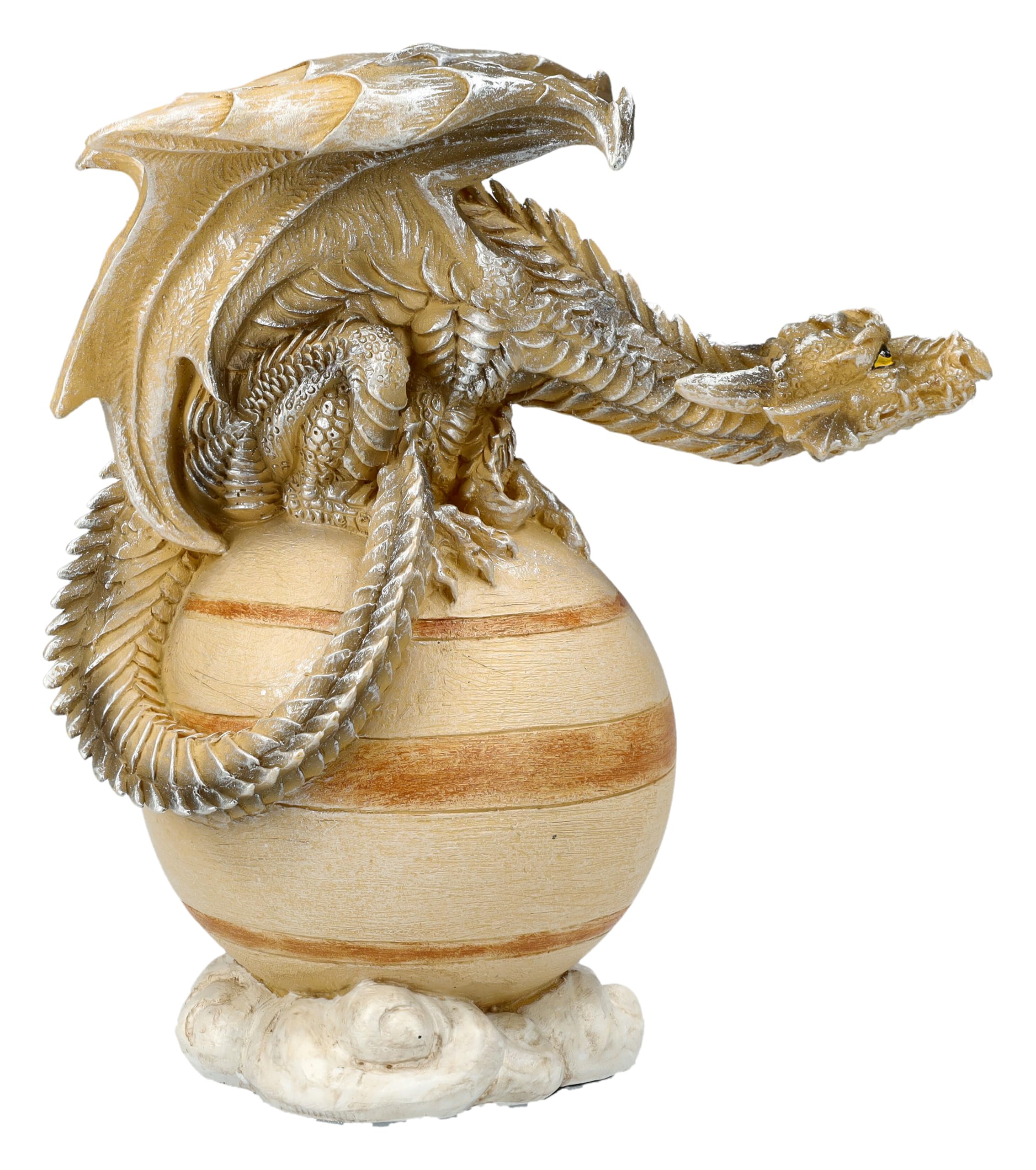 Figuren Shop GmbH Figurine dragon planète Saturne - Figurine décorative fantastique avec gardien galactique, 13 cm de hauteur