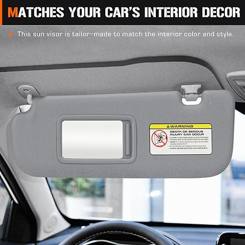 Miniatura 6 de Visera solar izquierda y derecha para Hyundai Elantra 2011-2015 (no compatible con el modelo GT), repuesto de parasol gris para el lado del