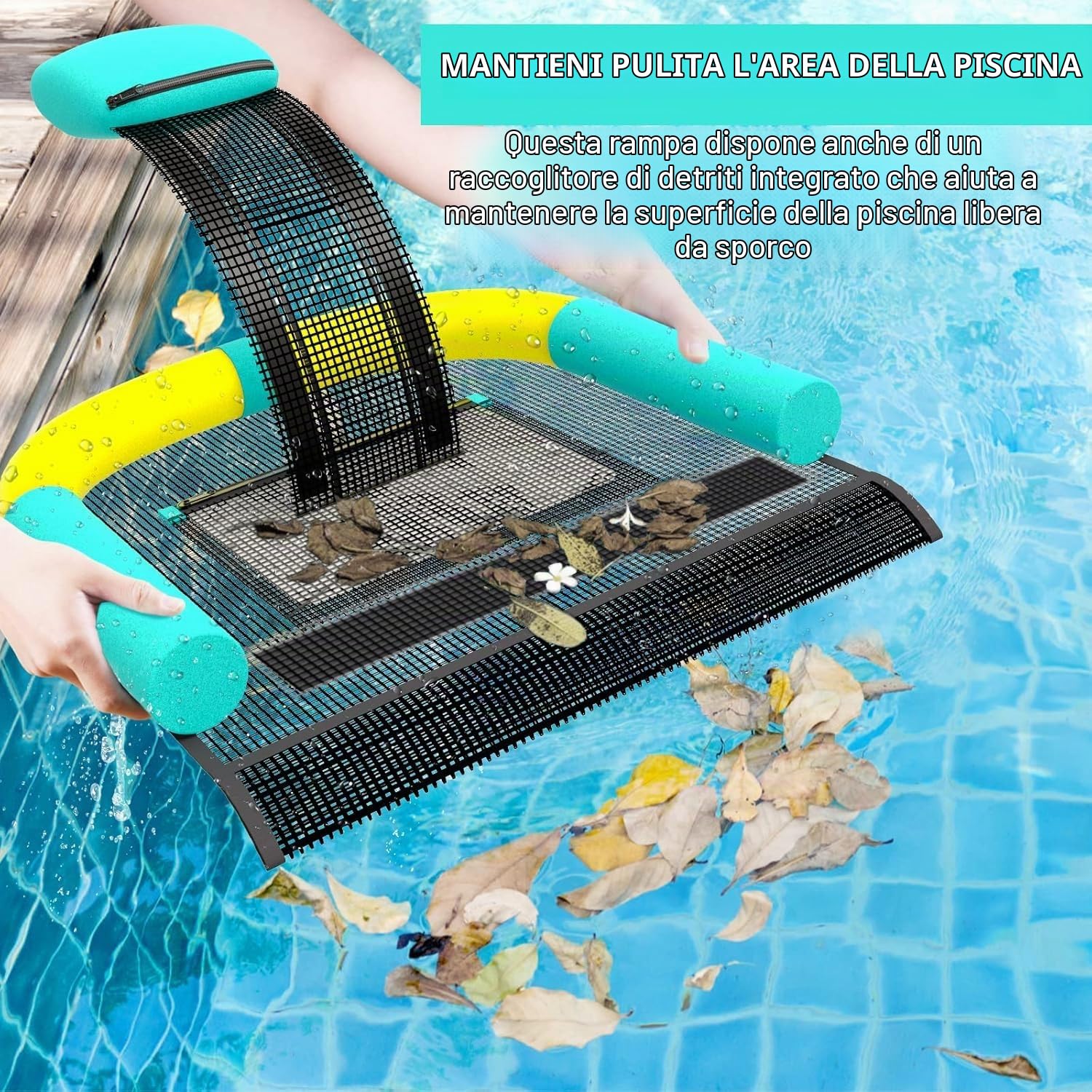 Poolvio Rampa salva-animali per piscina, salva rane, rospi, topi, uccelli, in polietilene nero (PE), PVQWT-002