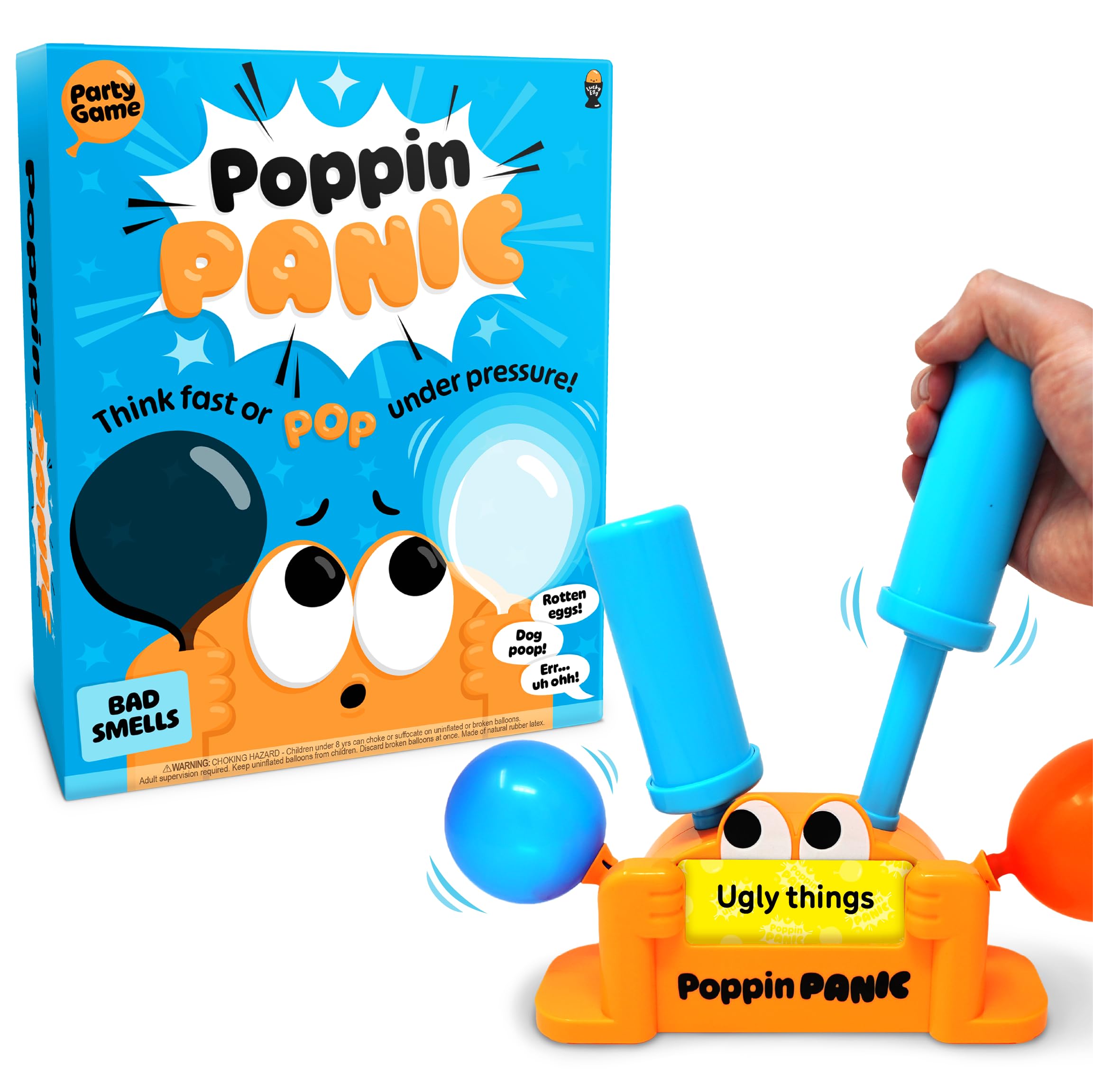 Lucky Egg Poppin Panic – The High-Pressure Party Board Game – 200 Categories, 100 Balloons – Family & Adult Party Games – 2–8 Players, Ages 8+ – by the creators of Grab the Mic and Sorry What
