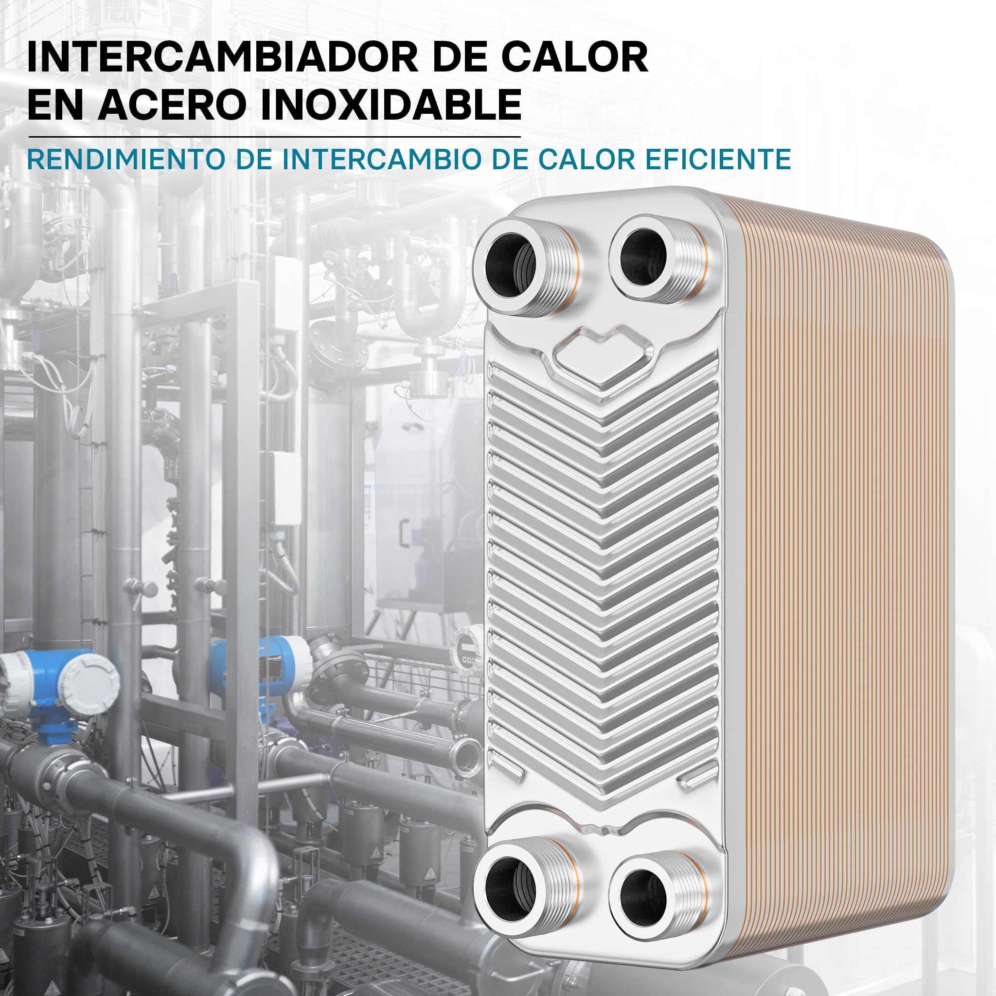Wiltec Intercambiador calor térmico acero inoxidable 50 placas Termocambiador placas máx. 90 kW