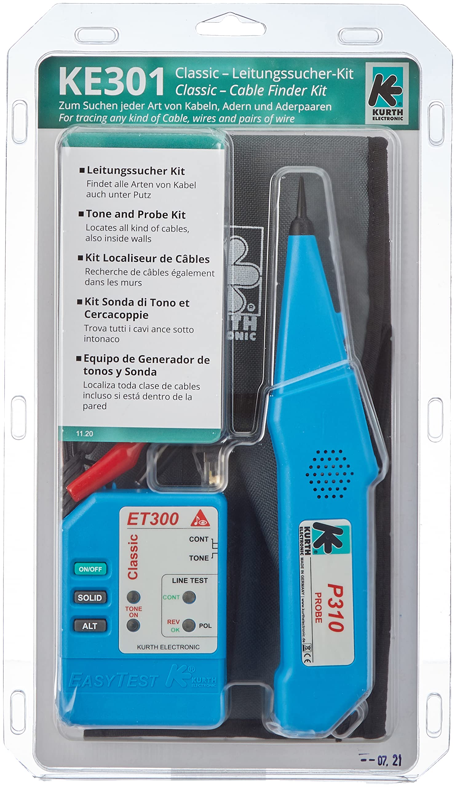 Kurth 0.49562 KE301 - Kit de buscador de Cables (Easytest300/Probe310 y Funda Protectora)
