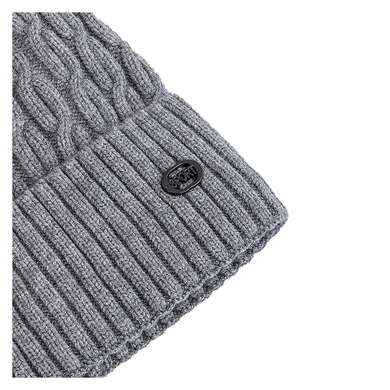 Elegancka i miękka czapka unisex, ciepła czapka zimowa z podszewką z futra dla mężczyzn i kobiet, gruba czapka z dzianiny do jazdy na nartach i sportów poślizgowych (czarna)
