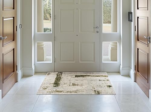 Miniatura 3 de RUG BRANCH Vogue - Tapete abstracto de 3 x 5 pies (2 pies 8 pulgadas x 4 pies 8 pulgadas), contemporáneo, verde y beige, para sala de estar,