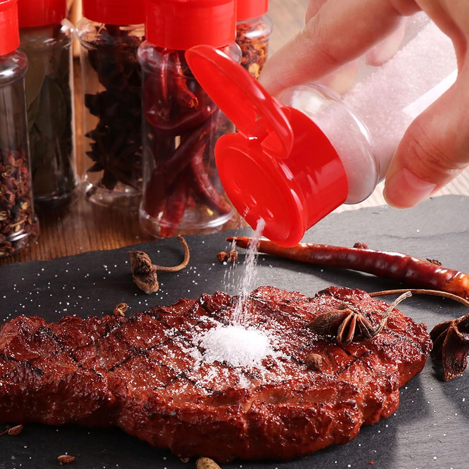Plastic Pepper Shakers with Rotating Lid 10pcs for Coarse Spices