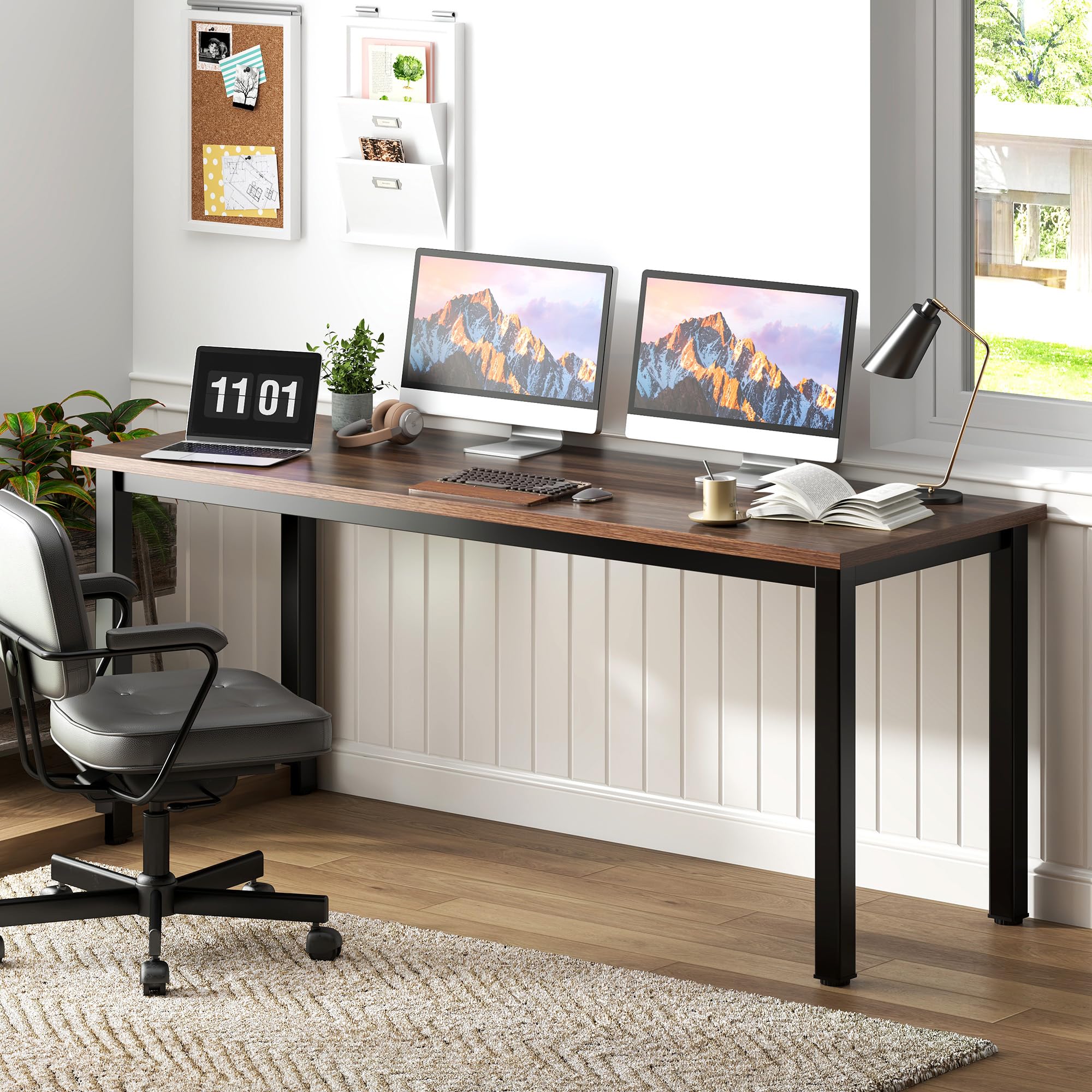 デスク 60cm x 40cm x 28cm*4 Industrial Computer Desk, 60 x 28 inch Home Office Desk with