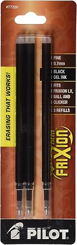 Pilot Recambios de bolígrafo Frixion fino de 0.028 in (P1A77330W1FP), 3 unidades por paquete para un total de 6 recambios todos juntos