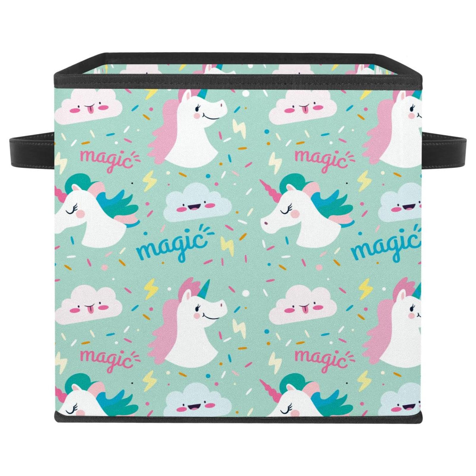 Boîte de rangement pliable licorne en tissu pour chambre enfant