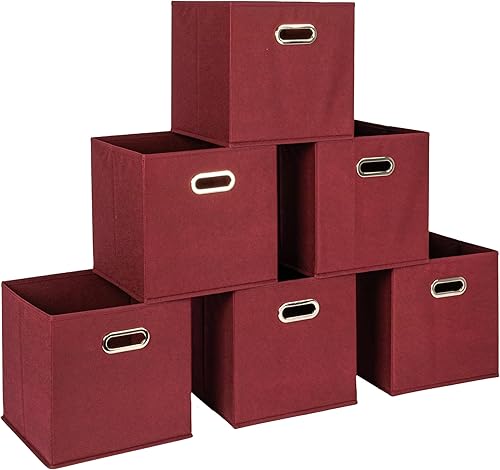 Miniatura 16 de Household Essentials Cubos de Almacenamiento de Tela Plegables Paquete de 6 – 11x11x11 Contenedores No Tejidos Apilables con Lados de Cartón Negro