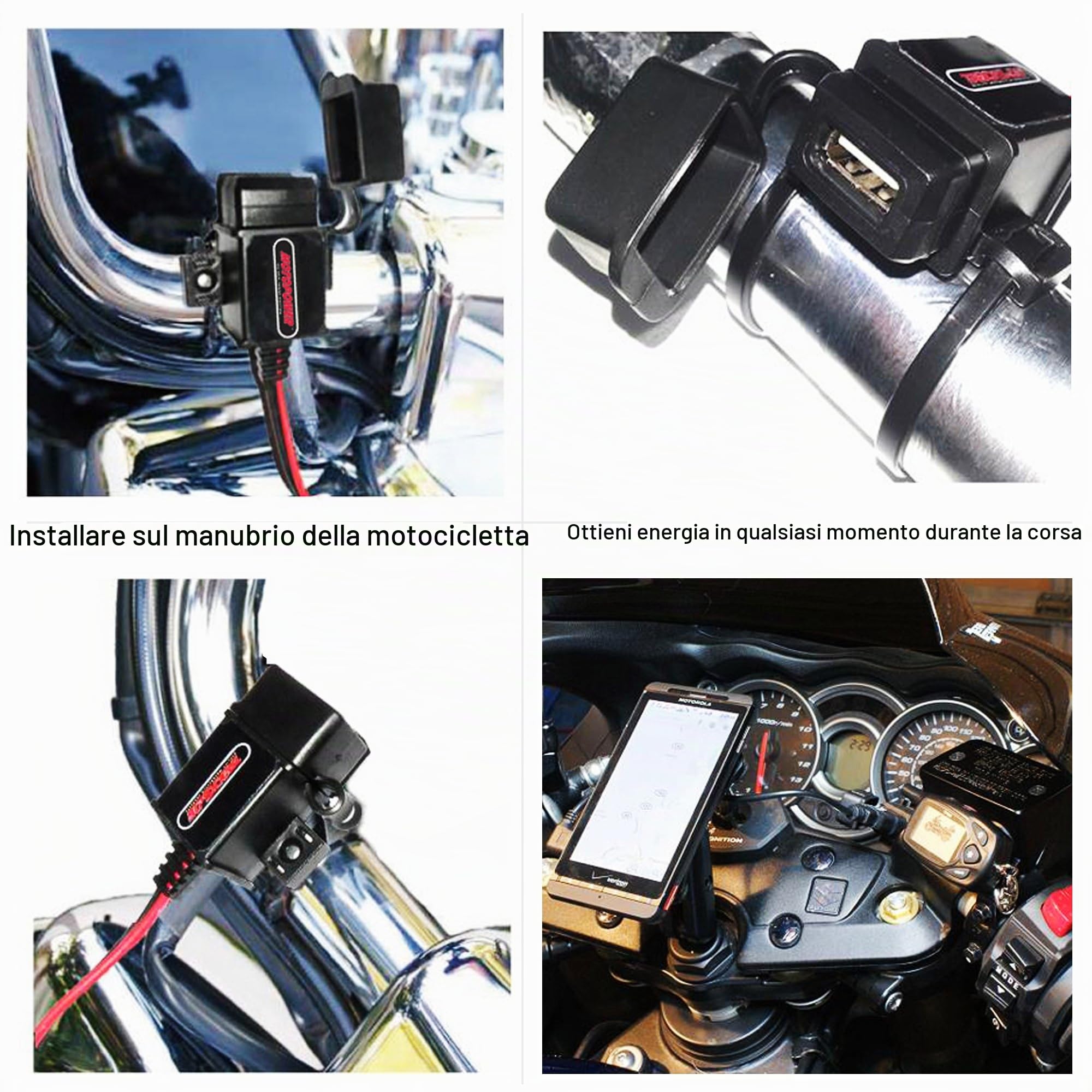 MOTOPOWER MP0609A 3.1Amp Moto USB Charger Kit per Telefono, GPS o Sport Camera