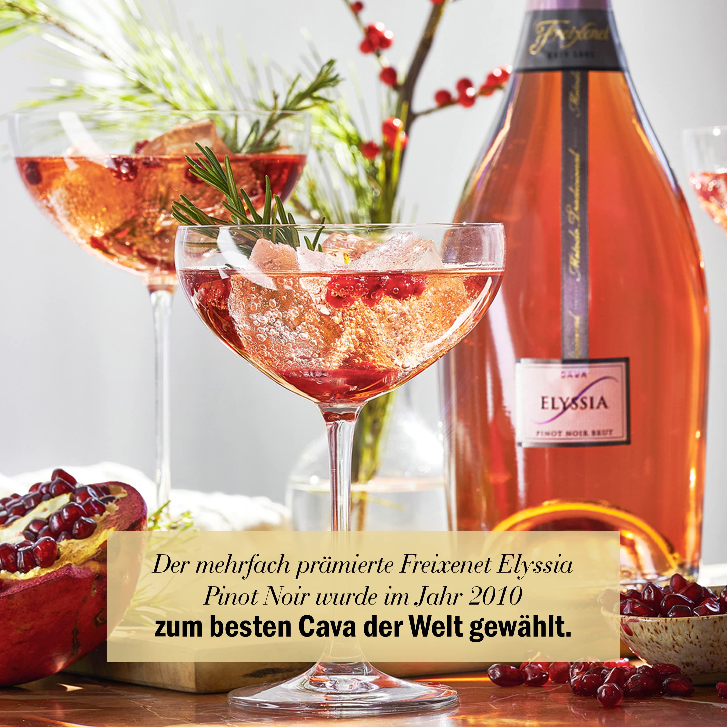 Freixenet Elyssia Pinot Noir D.O. Cava, Spanischer Premiumsekt (6x0,75l) Set, Brut, mit intensiven Aromen reifer Himbeeren und roter Kische, hervorragend zu Meeresfrüchten, Fisch sowie Geflügel