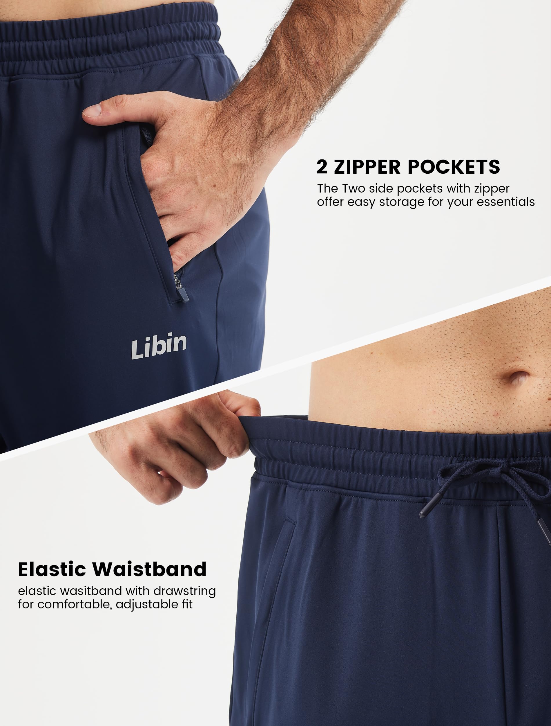 Libin Pantalon De Jogging pour Homme - Bas De Survêtement À Taille Elastique Pantalons De Sport Décontracté Training Sportswear avec Poches Zippées
