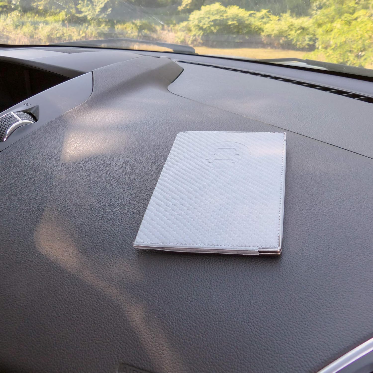 Without 550068 Carbon Finish Vehicle Document Holder Silver Grey + Transparent Case for Grey Card