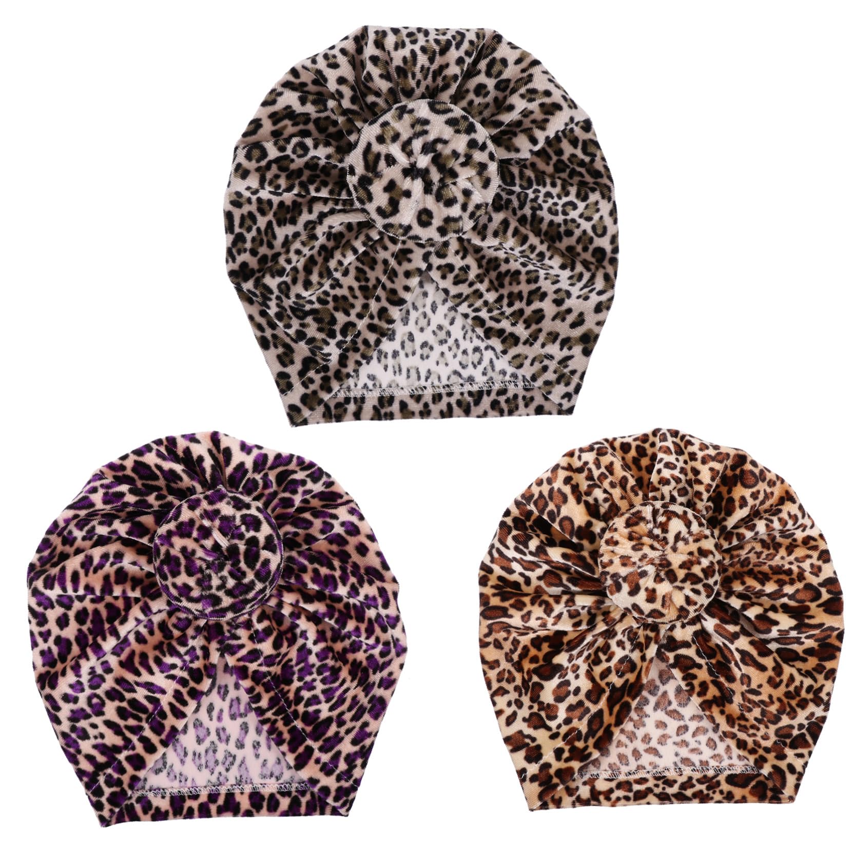 CALLARON 9pezzi Cappellini per Ragazzo Ragazza Cotone con Stampa Leopardo da Cuffiette per Ospedale Adatte Ragazzo Ragazza e Design Elegante e Traspirante