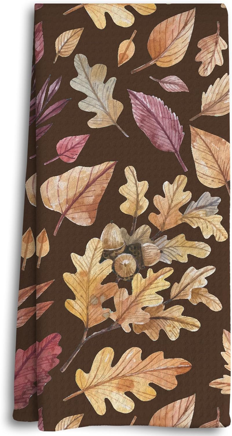 Dwept Fall Kitchen Towels, Rustic Vintage Maple Leaves