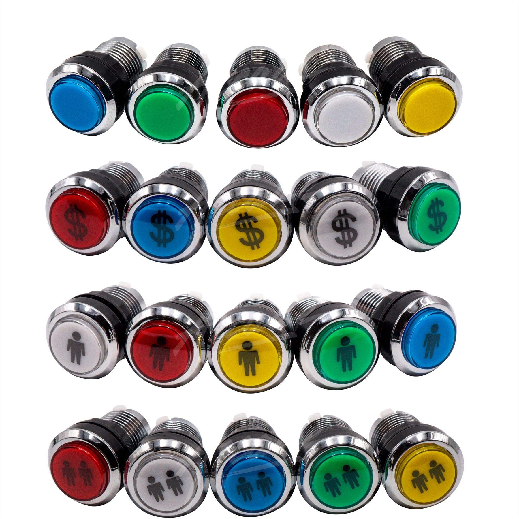 Kit Joystick e Pulsanti Arcade 2 Giocatori Luminosi Pulsanti Cromati Joystick Americani Mappa XinMoTek Videogiochi Retro Gaming