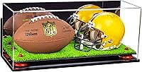 Vista 184 de Better Display Cases Acrílico 2 Mini casco de fútbol (no tamaño completo) vitrina con base de césped transparente (V46/A019)