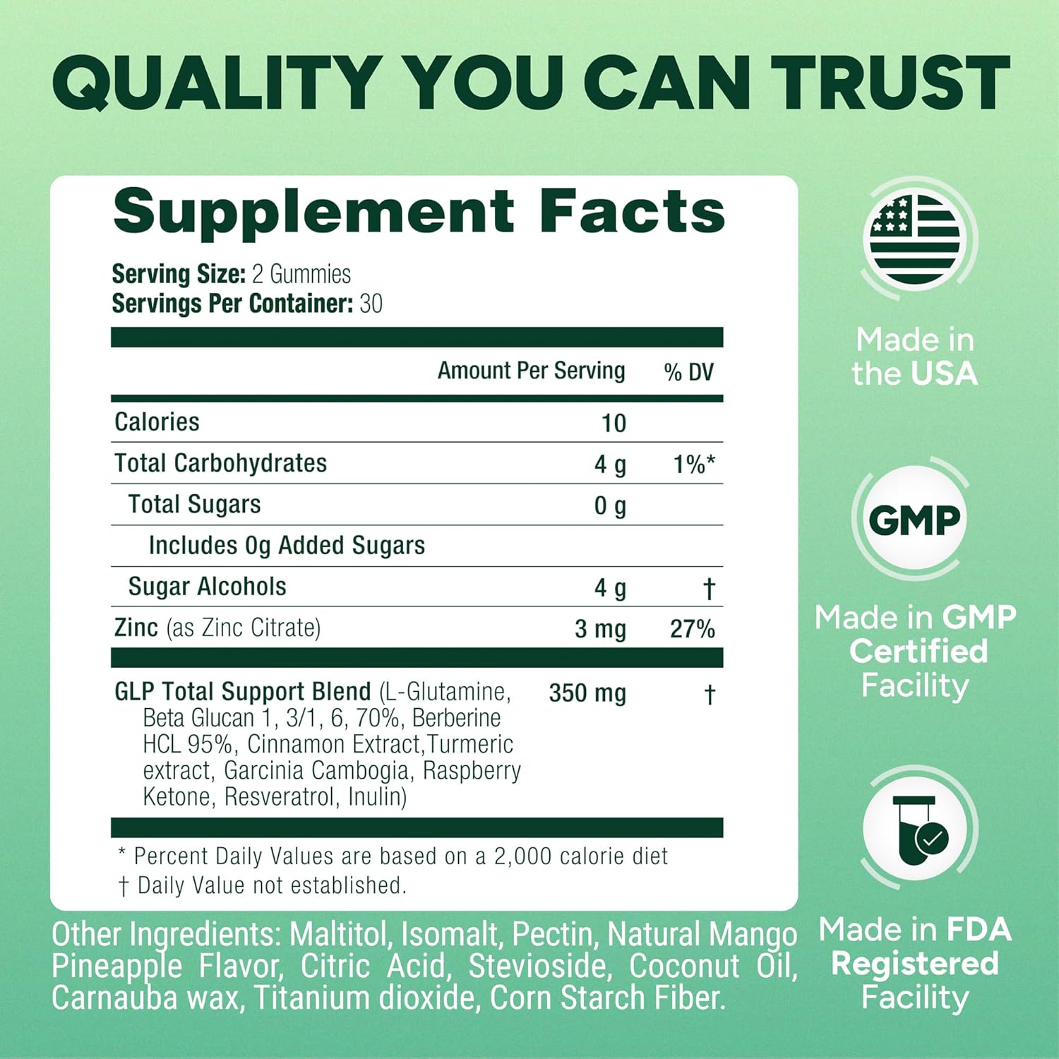 GLP-1 Support Gummies – Sugar-Free Appetite & Craving Control Supplement with Berberine, Cinnamon, Turmeric, Garcinia & Raspberry Ketones – Digestion, Weight Loss, Carb Blocker, Vegan, Keto - Image 5