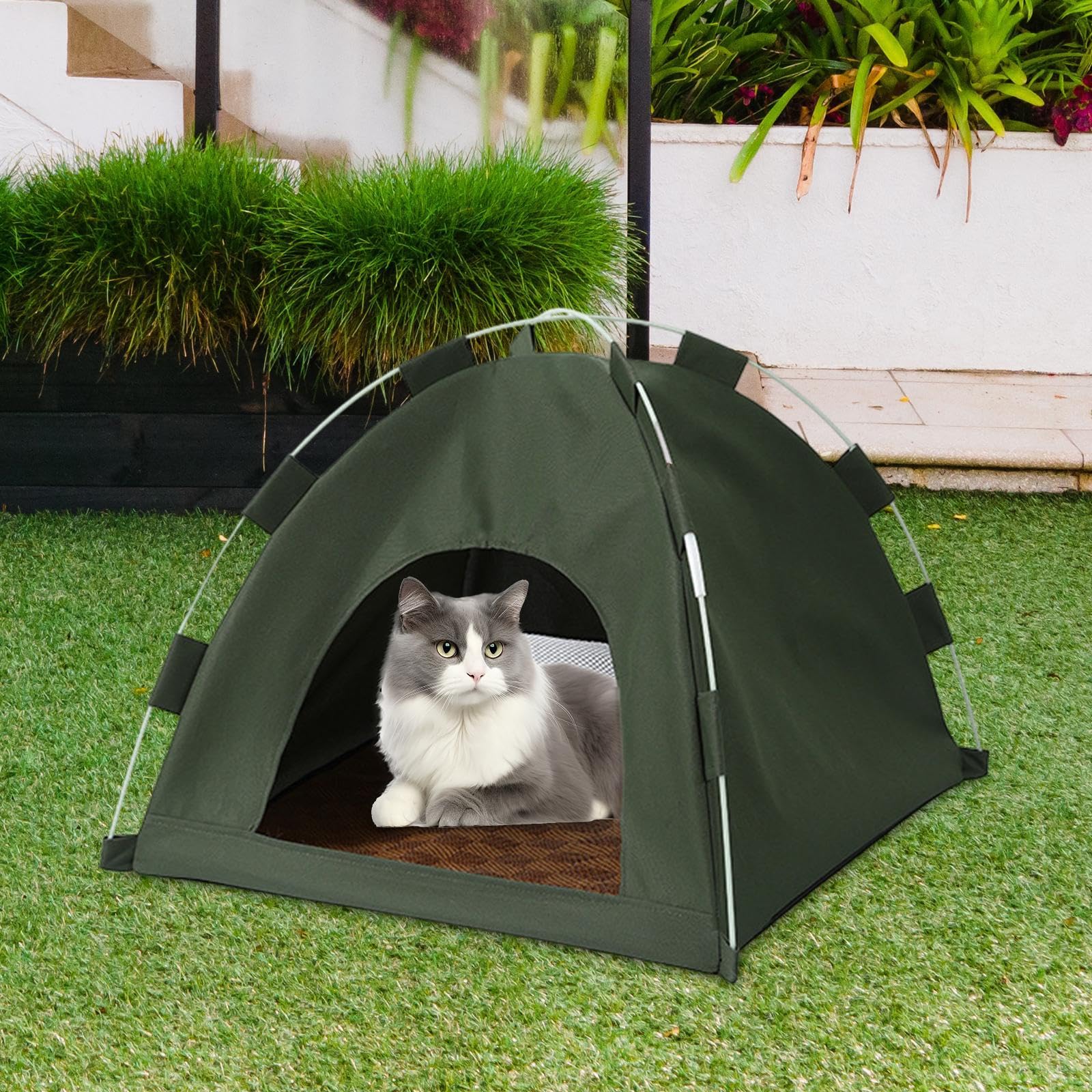 Tenda per, Cuccia per Cani, Semi Chiusa, Estiva, per Gatti, Cuccia Universale per Cani, Teepee per Conigli, Cuccioli, Esterno, Verde