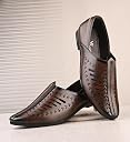VEESHOE Ethnic Jutti & Mojri Shoes for Men | Traditional Nagra Style Footwear | Slip On Design | Closed Toe Pattern | Cultural Wear Mens Shoes | Brown Color_10UK gallery image