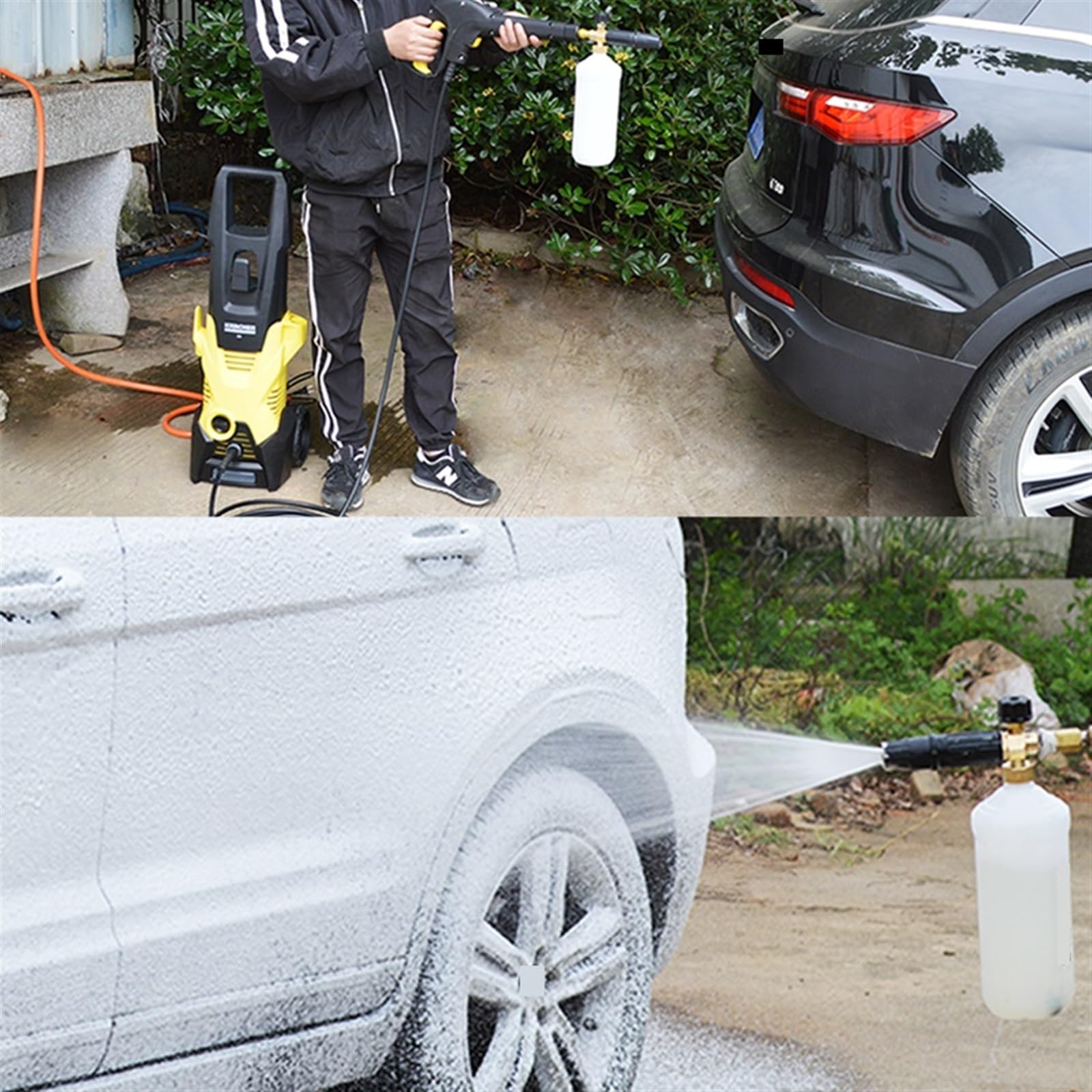 Wysokociśnieniowe Butelki Z Rozpylaczem - Opryskiwacz Pianowy Do Mycia Samochodów 1L, Opryskiwacz Wodny 1400PSI~4000PSI, Spryskiwacz Do Mydła Piankowego Car Clean Ręczna Piankowa Myjnia Samochodowa(I)
