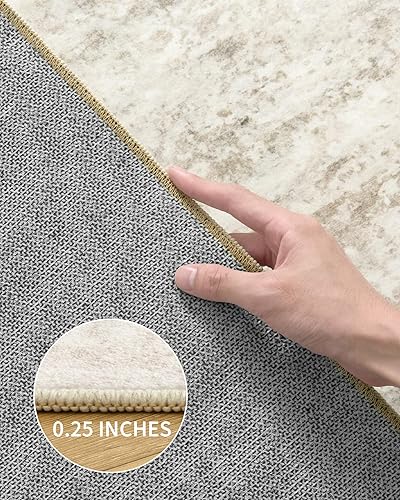 Miniatura 9 de Art&Tuft TPR17-GreyNavy Alfombra de área, reverso con antideslizante, abstracta, plegable, resistente a las manchas, lavable a máquina, para sala de