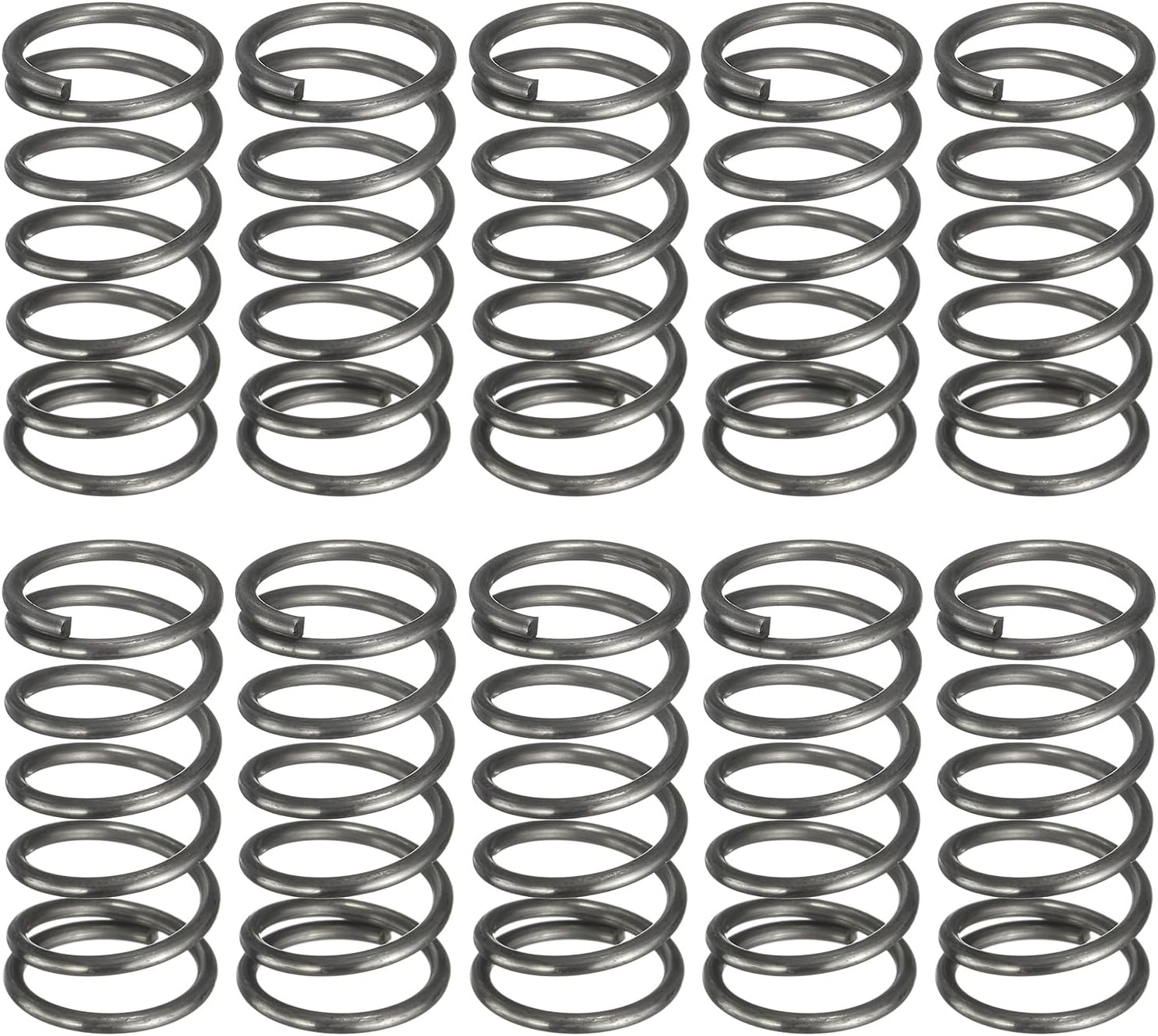 uxcell 10Pcs Compression Spring, 12mm OD, 1.2mm Wire Size, 25mm Free Length, Spring Steel Construction Extended Mechanical Compression Springs for Shop and Home Repairs, Silver Tone