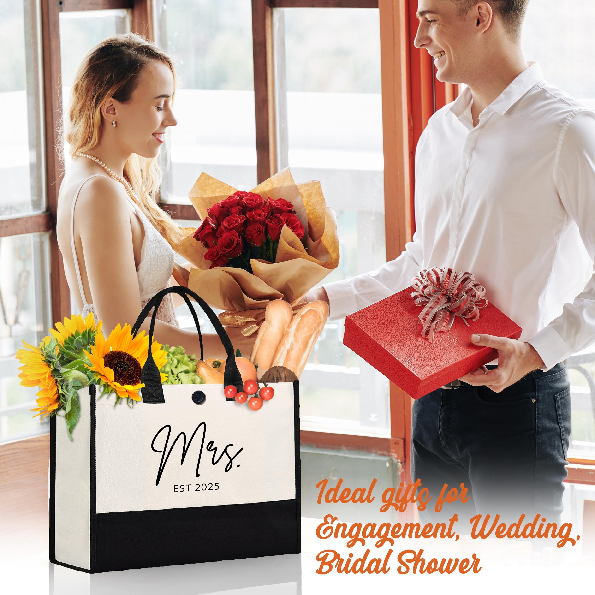 Afterprints Mrs Canvas Tote Bag for Bride 2025, Bride Gifts for Bridal Shower, Wedding Gifts for Bride to Be, Future Mrs, Engagement, Bachelorette Party Gift