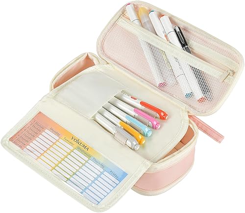 Miniatura 8 de YOKUMA Estuche para lápices de gran capacidad para niñas, estuche para lápices de gran capacidad, suministros escolares estéticos kawaii, para