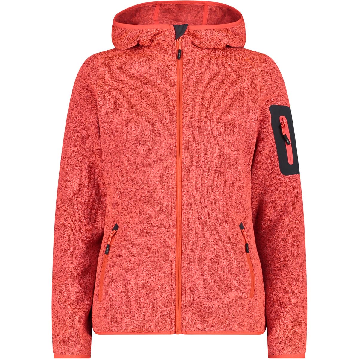 CMP - Woman Jacket Fix Hood, Poppy-Red Fluo-Anthracite, M