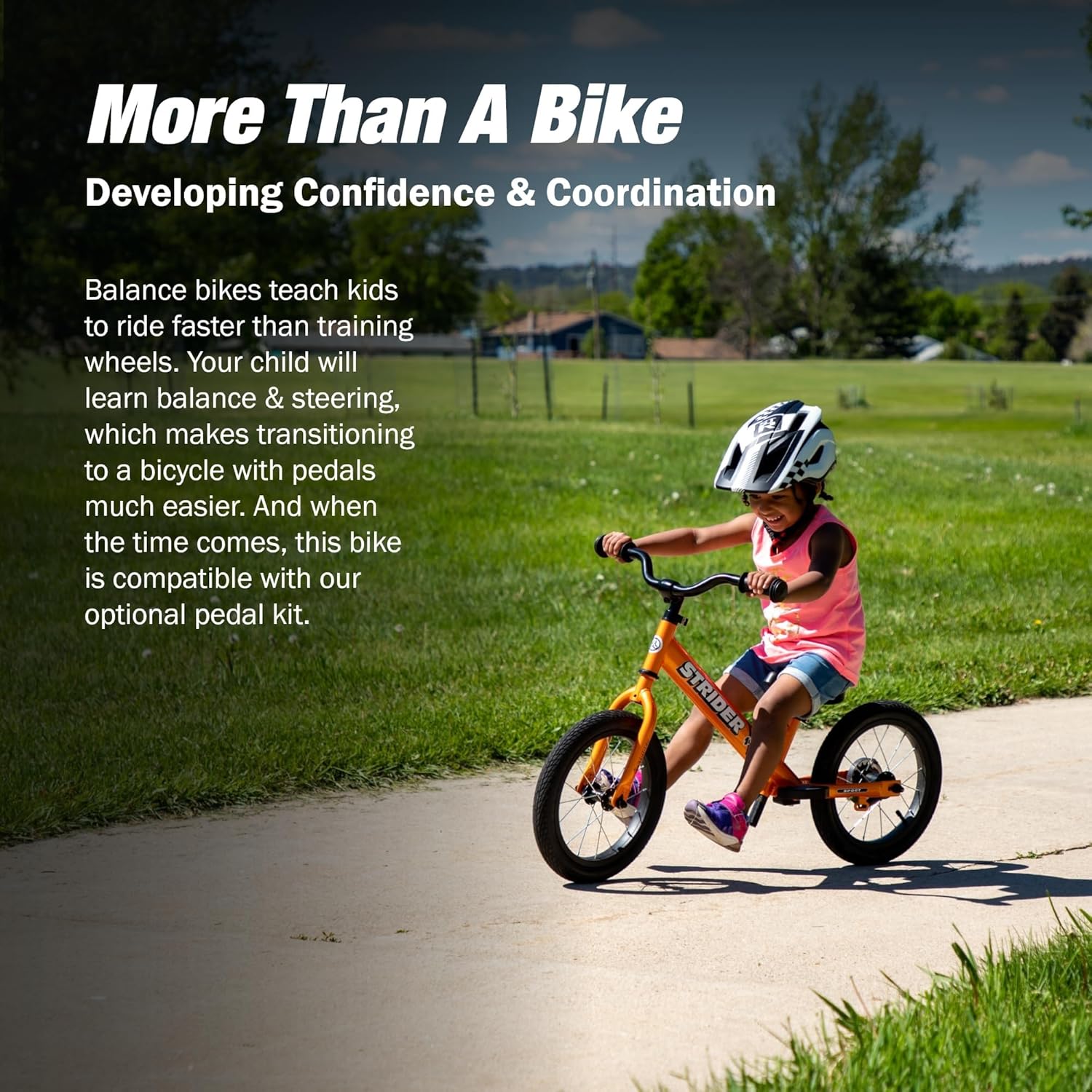Strider 14x Classic Balance Bike for Kids 3 to 6 Years - Includes Custom Grips Padded Seat Performance Footrest & All-Pu