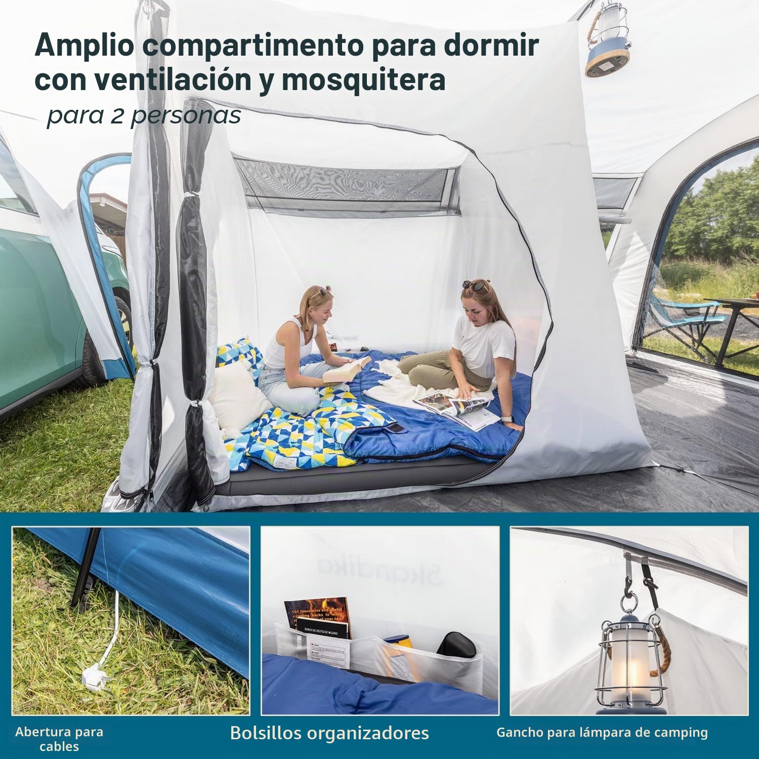 Skandika Tienda de campaña para minibús Vejers/Esbjerg | Postes de Fibra de Vidrio o Postes hinchables, autoportante, 2 m Altura, 3000 mm de Columna de Agua