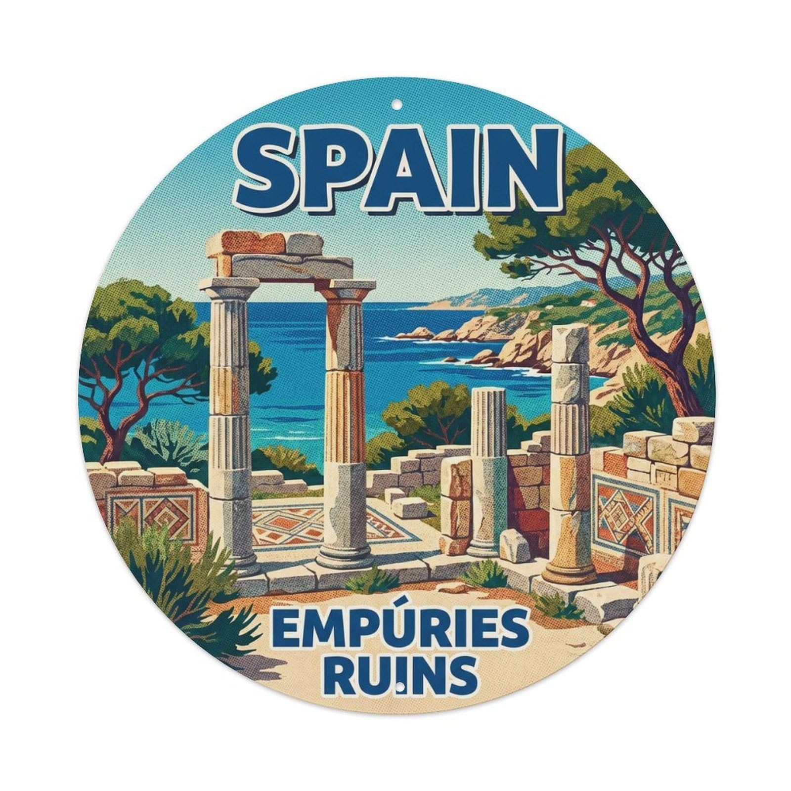Costa Brava Empuries Ruins Spain Landmark Travel Metal Tin Sign