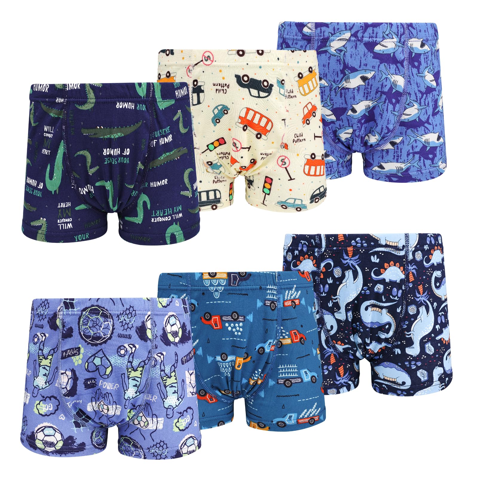 MOEMOE BABY Boys Boxer Briefs 100 Cotton Soft Toddler Boys Underwear Breathable Skin-Friendly 6-Pack