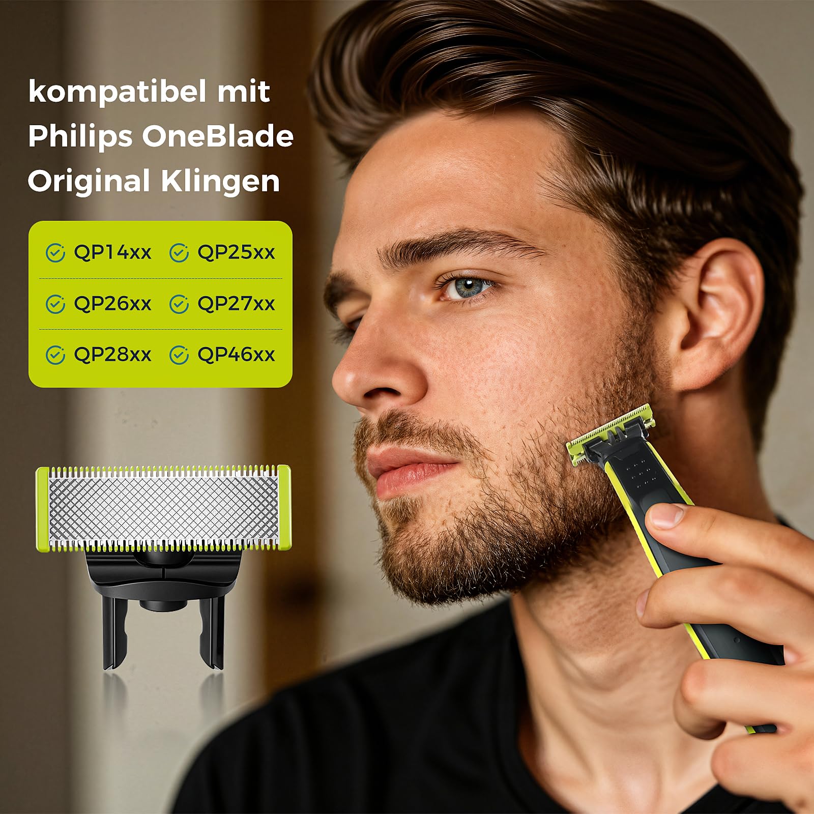 6 Stück Ersatzklingen für Philips one blade Original | Anti-Reibungs Rasierer Aus Rostfreiem Stahl Langlebig und Prazise QP210/80, QP2515, QP2520, QP2630, QP2834, QP6510, QP6530
