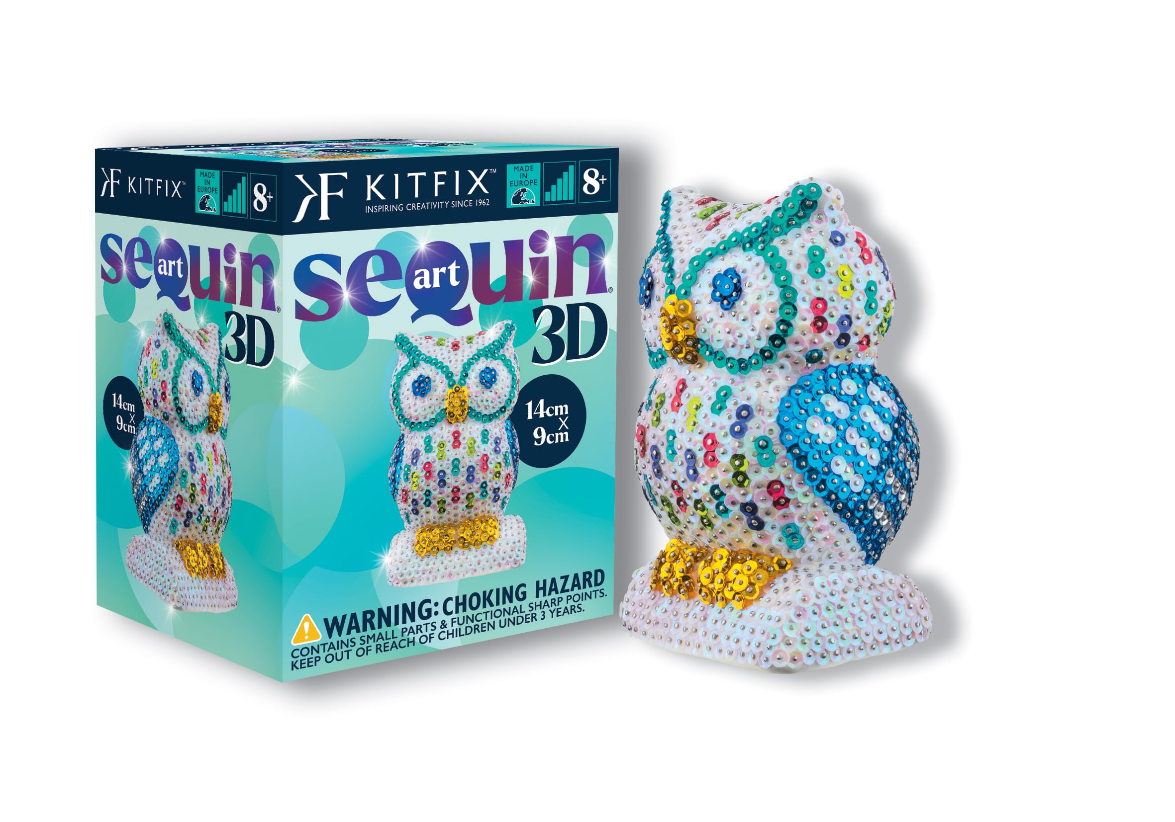 Kitfix - Sequin Art 3D - Creative Set - Craft Kit for Adults, Teenagers and Children Aged 8+ (Owl)