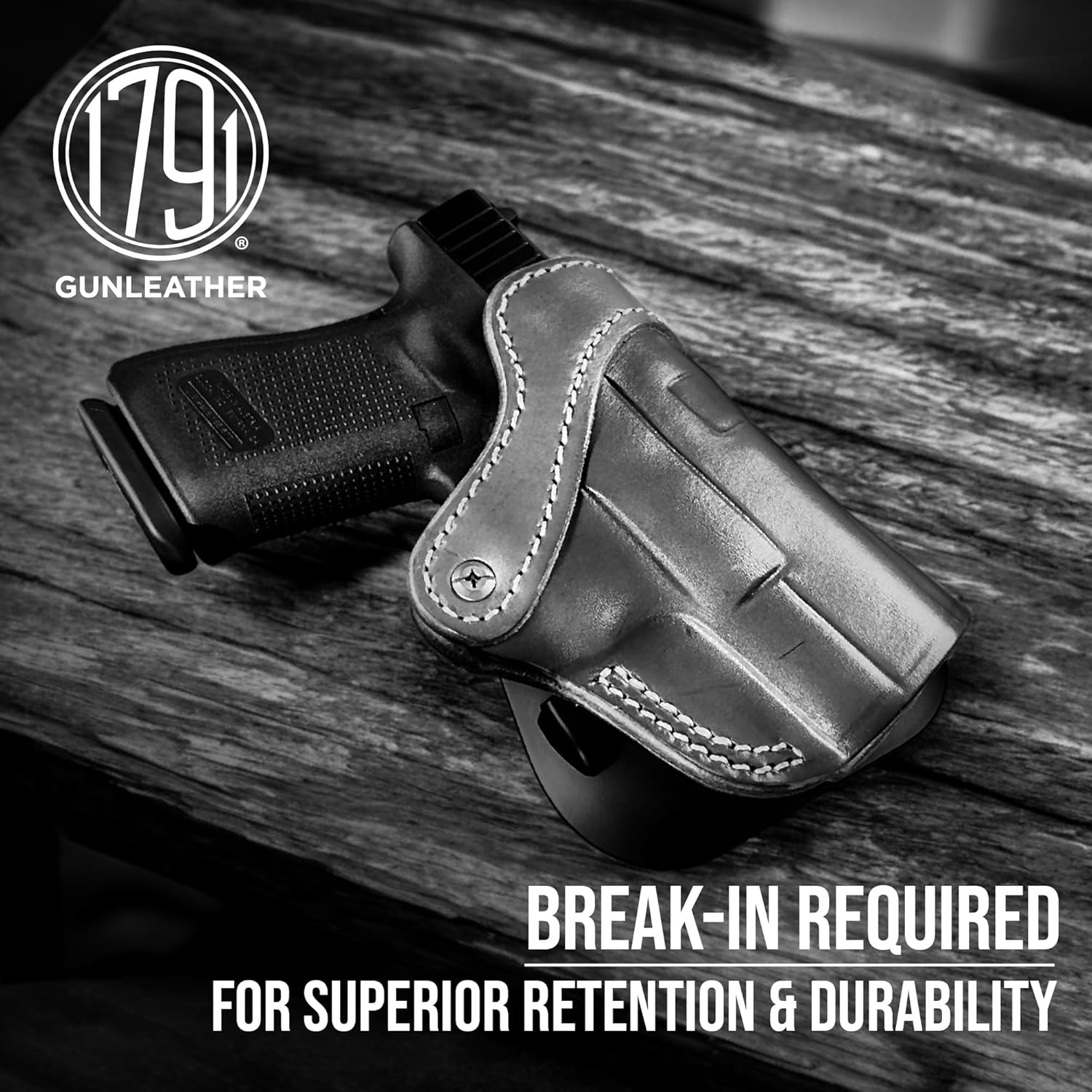 1791 GUNLEATHER K-Frame Revolver Paddle Holster - OWB CCW Leather Gun Holster for Belts - Right Handed - Fits Ruger GP100, Smith & Wesson K Frame and 686