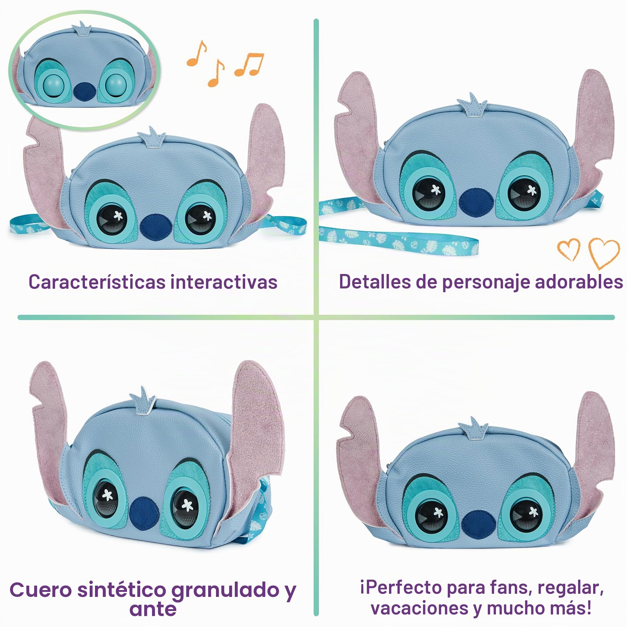 Purse Pets, Disney Stitch - Bolso interactivo para mascotas y niñas con licencia oficial, más de 30 sonidos y reacciones, bolsa cruzada, para niños