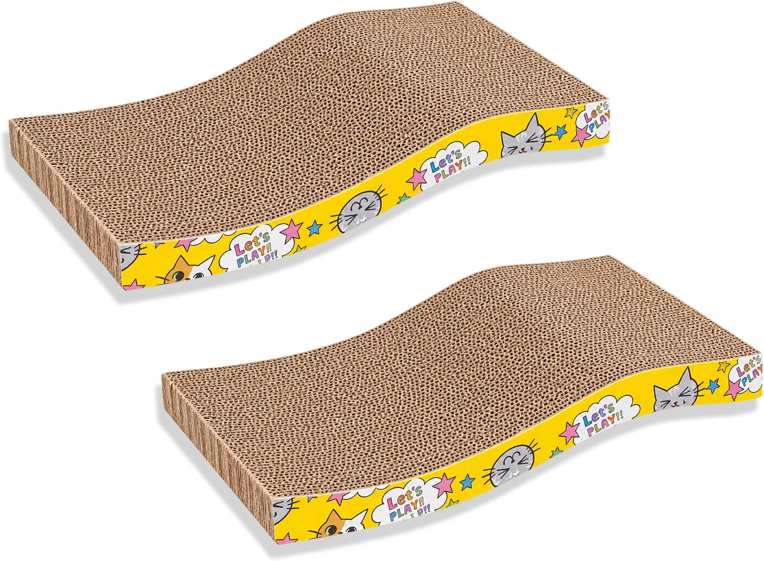 PrimePets 2 Pack Curved Cardboard Cat Scratcher, 17"x9" Cat Scratch Pad