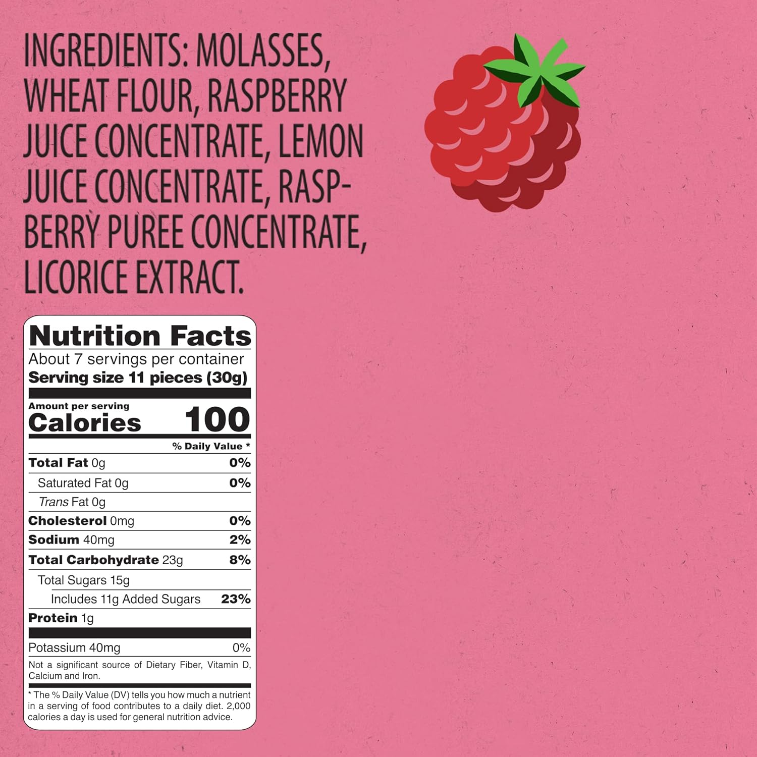 Panda ® | Natural Soft Raspberry Licorice | Licorice Candy Made with Natural Colors and Flavors | Non-GMO Project verified | Vegan & Fat Free | 200 G - 7 OZ x 8 – Resealable Bags Pack