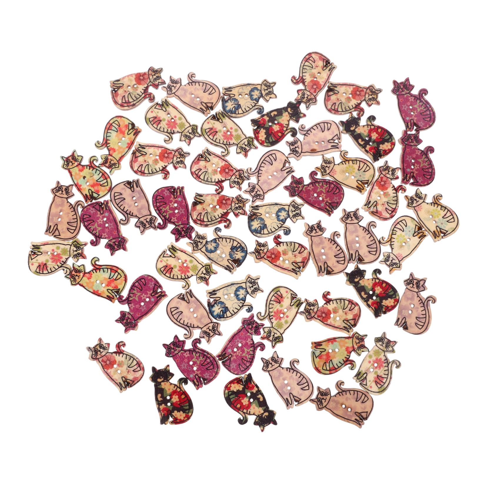 Homoyoyo Holzknöpfe 50-tlg Katzenform - DIY Nähknöpfe Für Kleidung