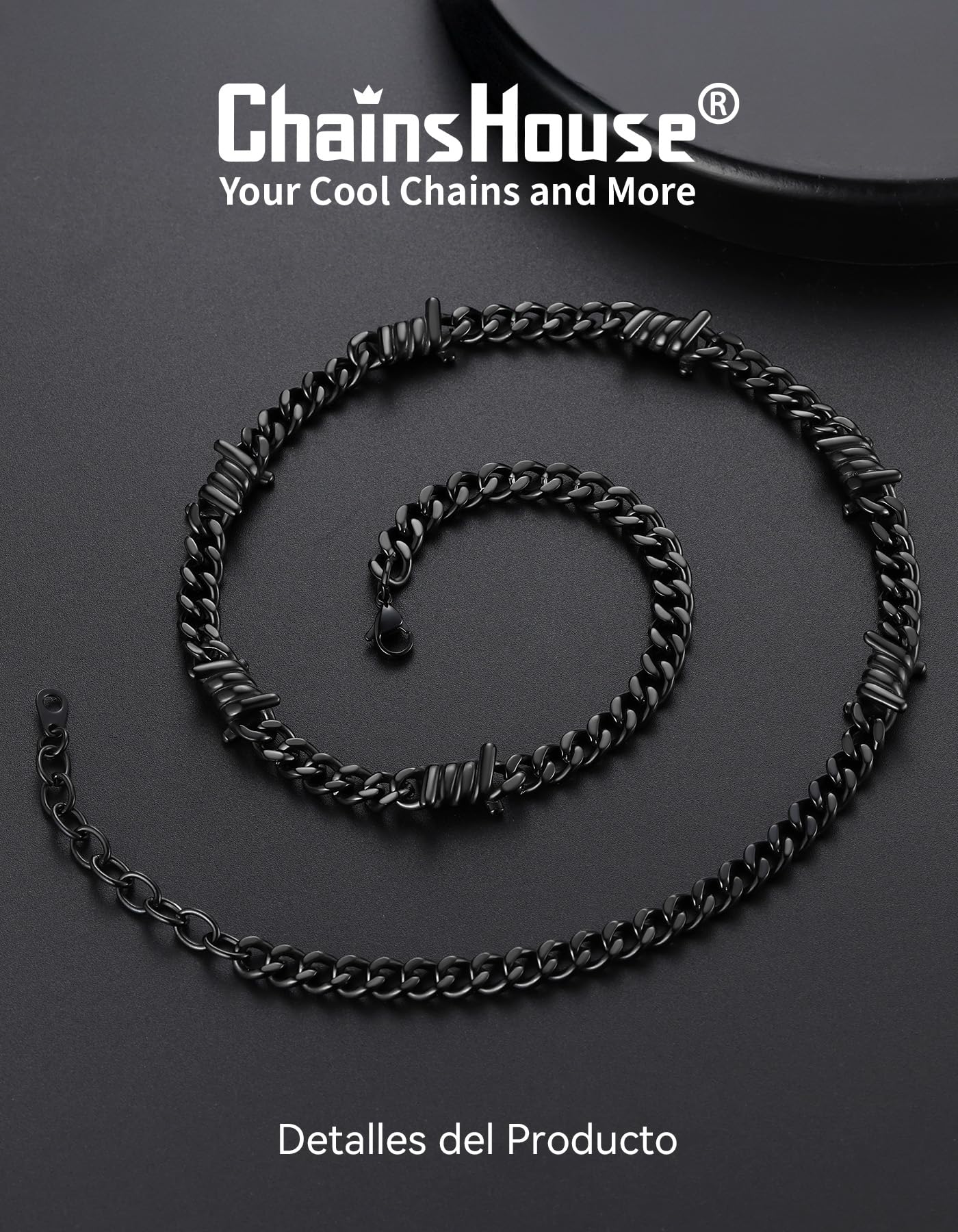 ChainsHouse Alambre Pinchos Collar para Hombre Mujer Estilo Rock Gótico Hip Hop Punk, 41-46 - 51-56 CM Largo, Regalo Joyería Estilosa