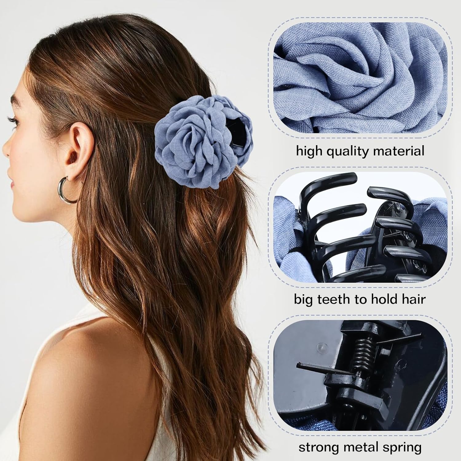 Cinaci 3 Pieces Vintage Rose Flower Hair Claws Clips with Strong Hold Floral Updo Hair Clips Barrettes Accessories for Women Girls - Image 4