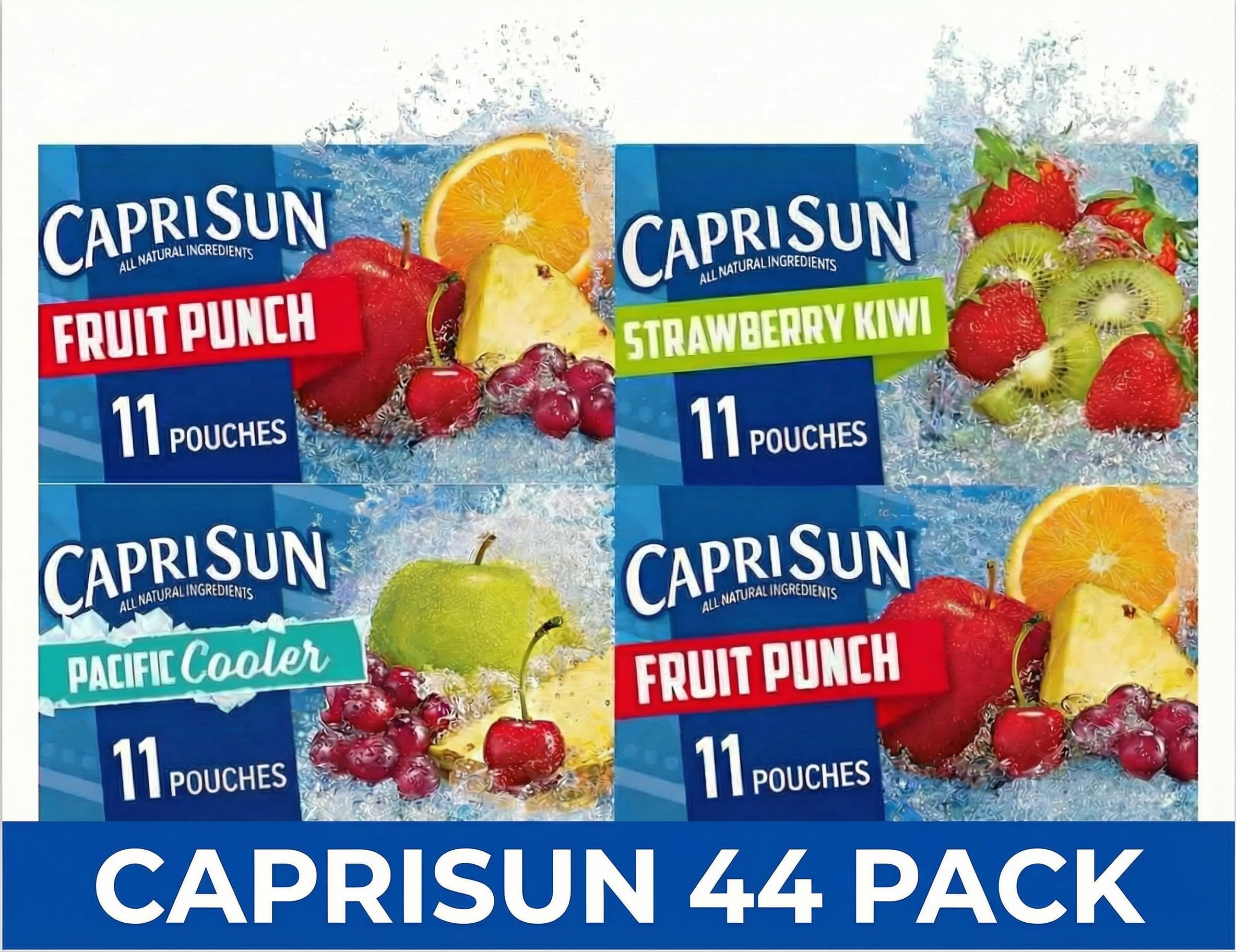 Caprysun Spring Kids Juice Box, 100% Juice Blend, All Natural, 6 fl oz, 44 Count, Perfect for School Lunch, On the Go Snacks, Parties